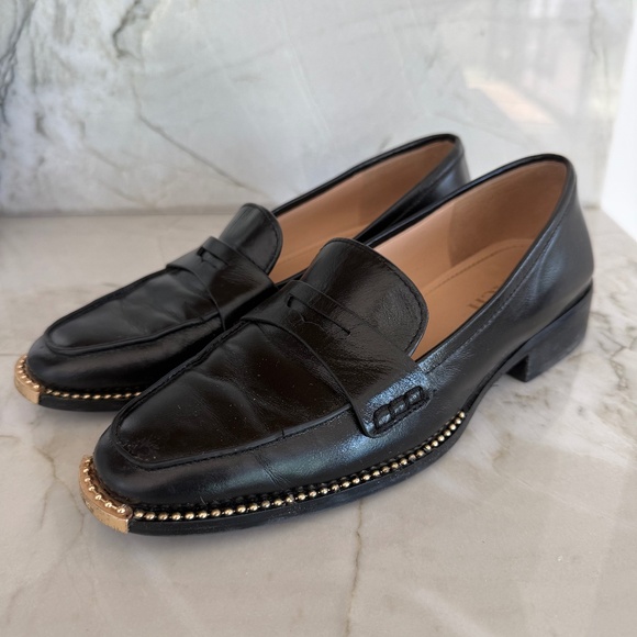 Coach Leather Loafers with Gold Metal Hardware Detail - Picture 1 of 4